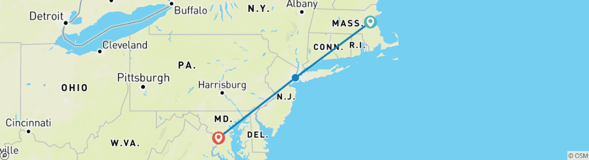 Karte von East Coast USA: From Stars & Stripes to City Lights