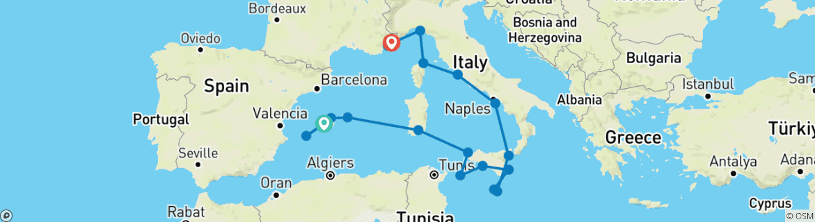 Carte du circuit L'ultime Méditerranée en profondeur
