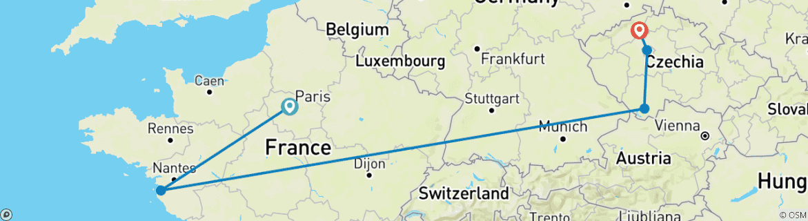 Foto van een kaart met de route van de rondreis