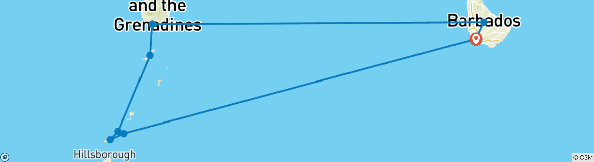 Carte du circuit Grenadines & Windwards yachting 2026-2027