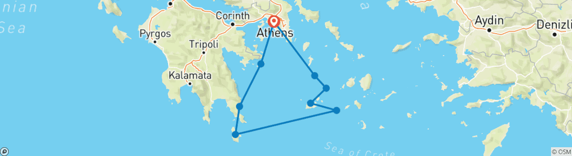 Foto van een kaart met de route van de rondreis