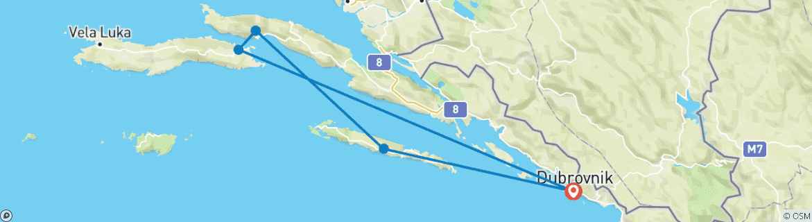 Image d'une carte montrant l'itinéraire du circuit