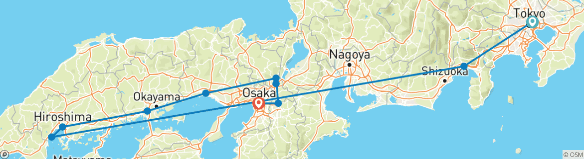 Foto van een kaart met de route van de rondreis