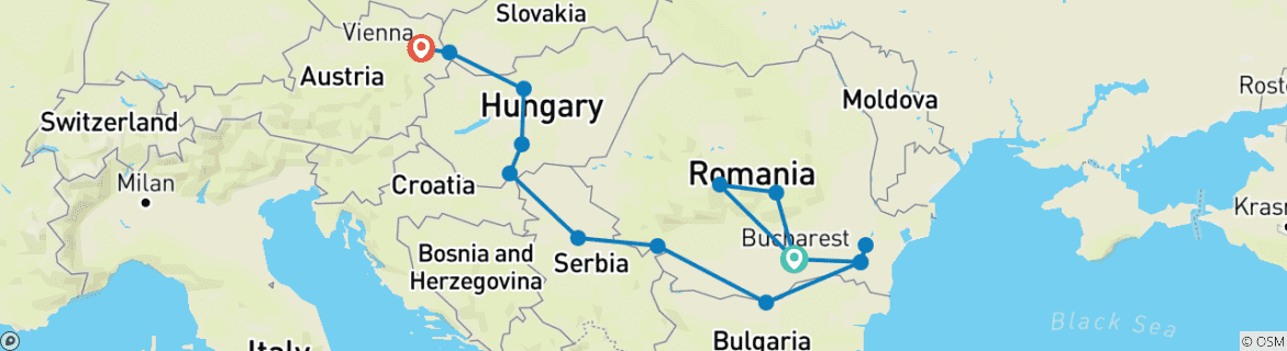 Image d'une carte montrant l'itinéraire du circuit