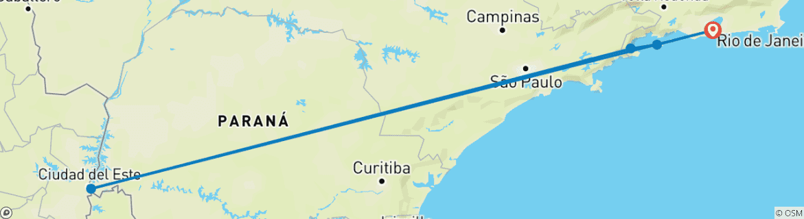 Kaart van Brazilië Groen & Goud: Rio, Iguazu watervallen, Paraty & Ilha Grande