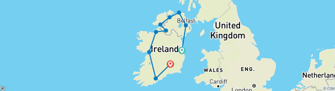 Foto van een kaart met de route van de rondreis