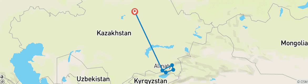 Carte du circuit Circuit classique sur mesure au Kazakhstan, avec guide privé et départs quotidiens