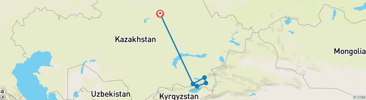 Carte du circuit Circuit classique sur mesure au Kazakhstan, avec guide privé et départs quotidiens