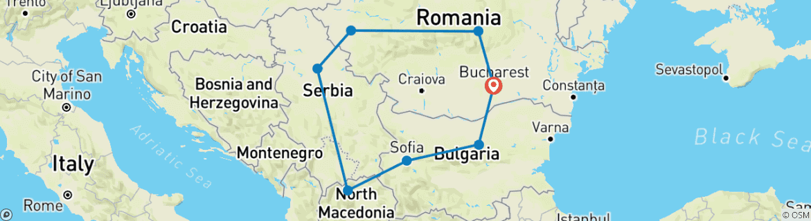 Image d'une carte montrant l'itinéraire du circuit