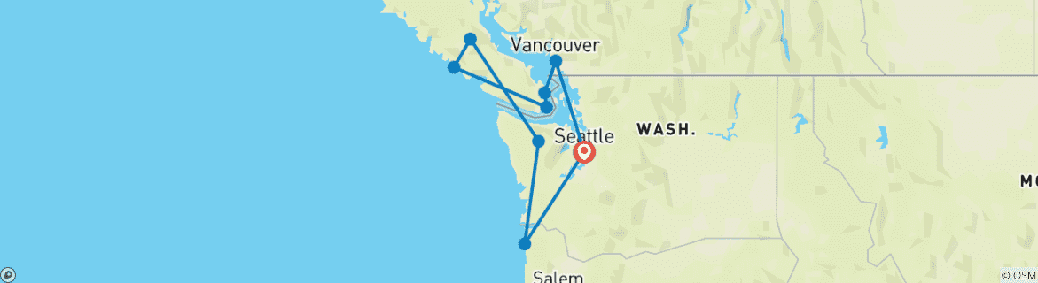 Karte von Pacific Northwest Roadtrip: Misty Forests & Wild Shores