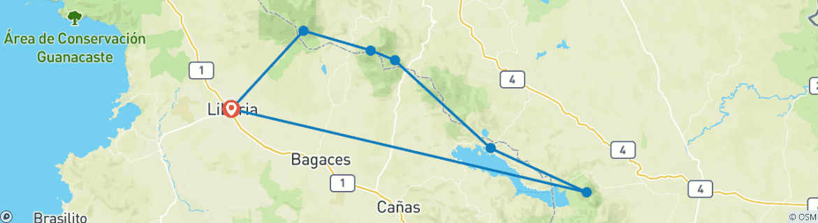 Image d'une carte montrant l'itinéraire du circuit