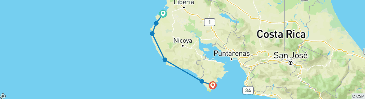 Image d'une carte montrant l'itinéraire du circuit