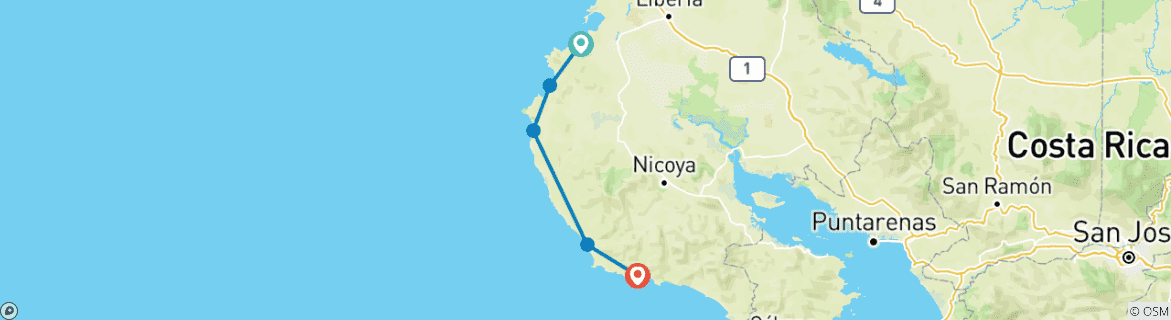 Image d'une carte montrant l'itinéraire du circuit