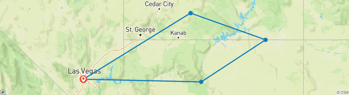 Foto van een kaart met de route van de rondreis