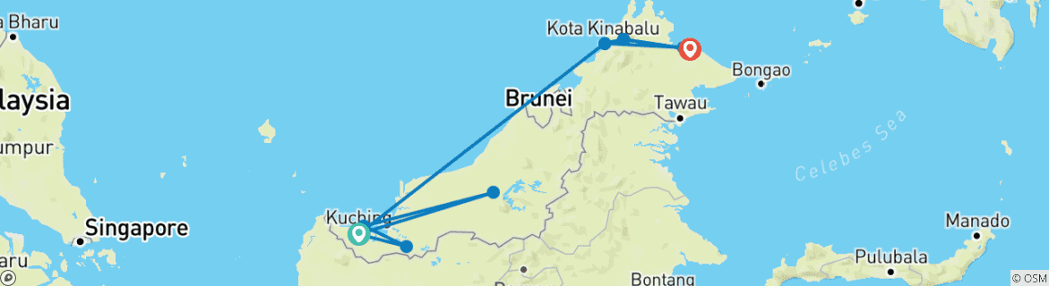 Kaart van Het beste van Borneo