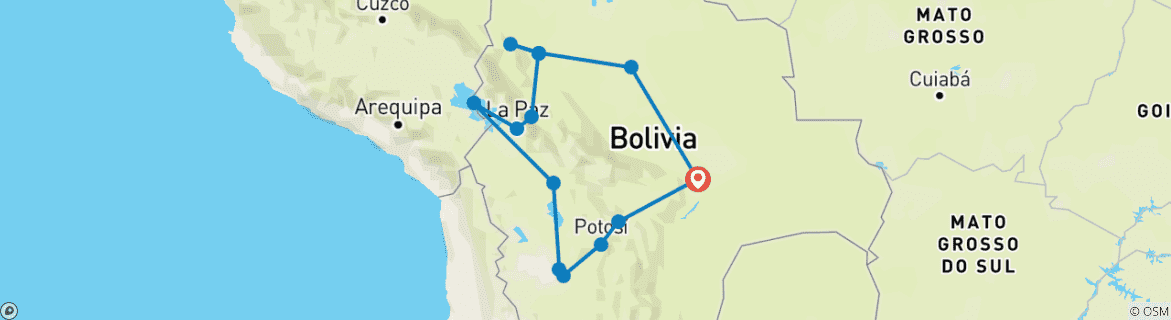 Image d'une carte montrant l'itinéraire du circuit