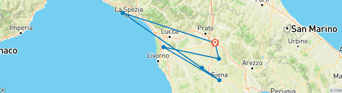 Image d'une carte montrant l'itinéraire du circuit