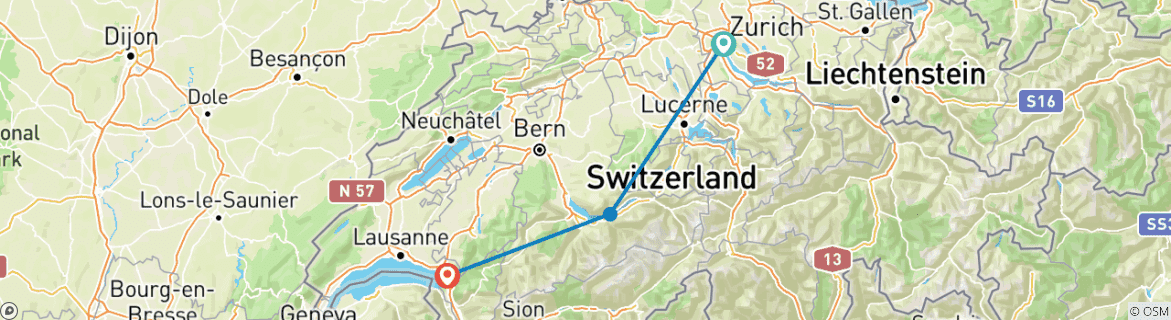Carte du circuit Le meilleur de la Suisse