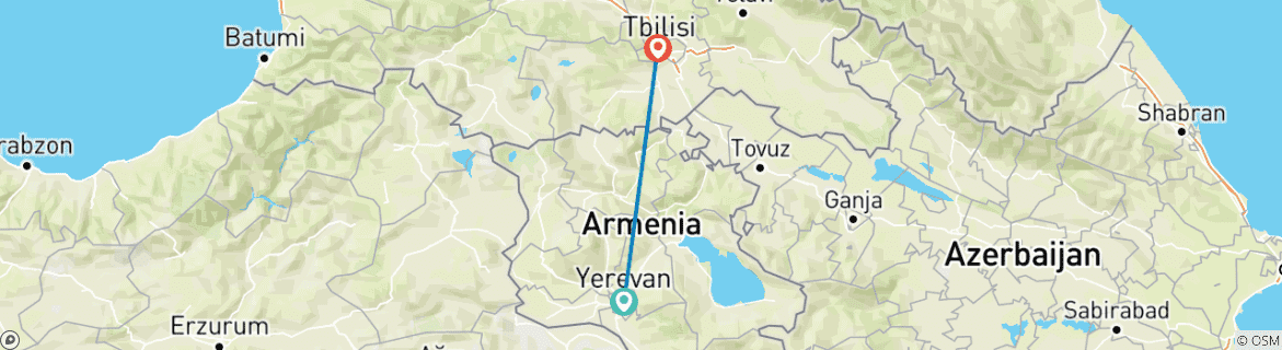 Mapa de 7 Días Armenia Joyas Gemelas del Cáucaso: Armenia y Georgia