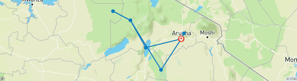 Image d'une carte montrant l'itinéraire du circuit