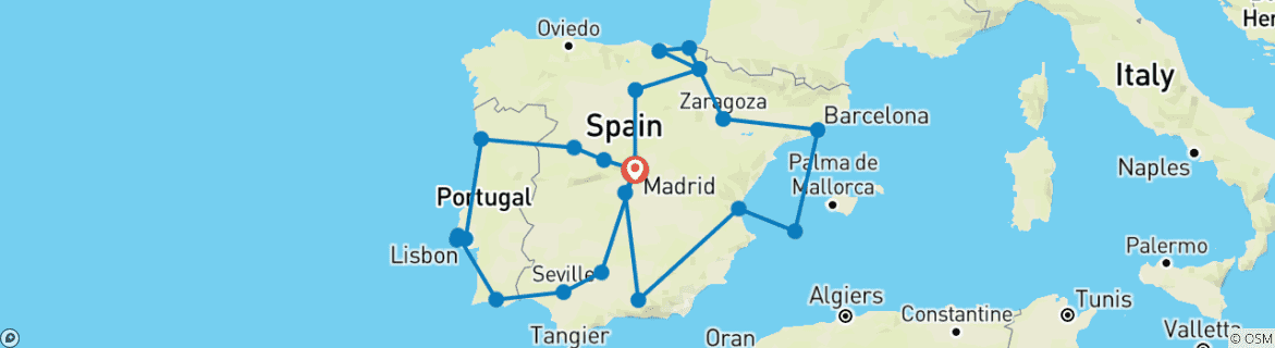 Mapa de Lo mejor de España y Portugal (Edad 27-35)