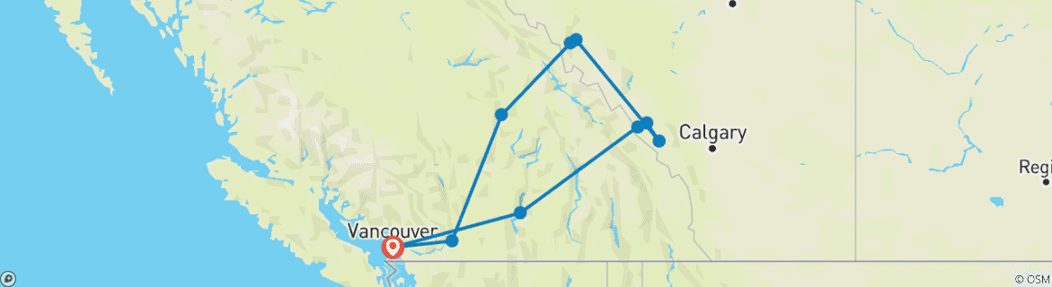 Foto van een kaart met de route van de rondreis