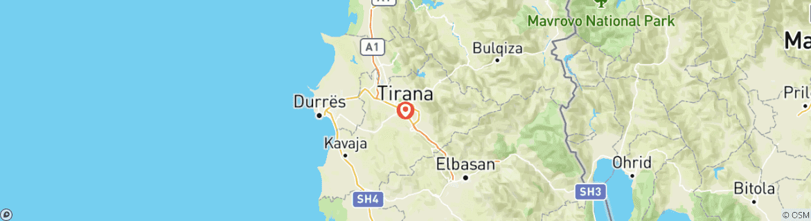 Karte von Tirana Wochenendausflug