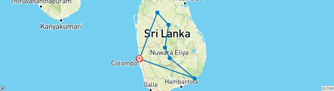 Karte mit der Reiseroute