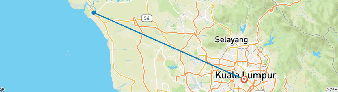 Carte du circuit Circuit aventure de 9 jours à Kuala Lumpur
