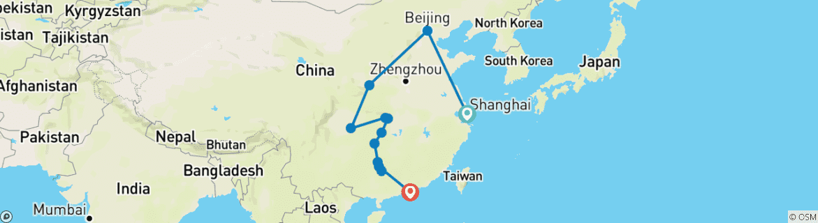 Karte von Chinas Vielfalt und das pulsierende Hongkong
