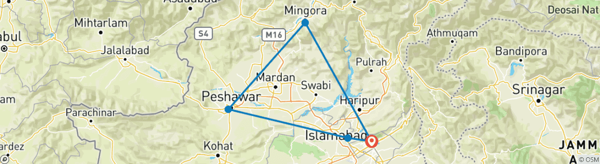 Carte du circuit Visite de la civilisation du Gandhara au Pakistan