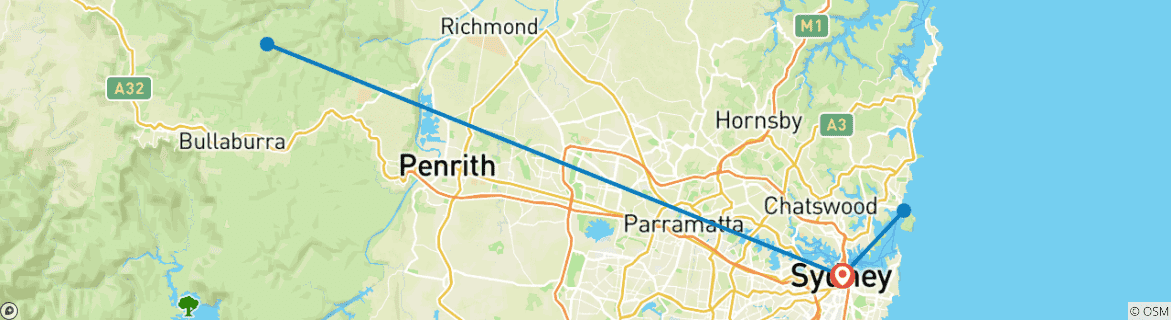 Carte du circuit Le meilleur de Sydney et des Montagnes Bleues