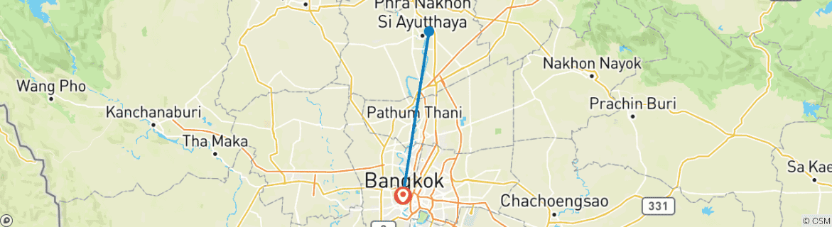 Image d'une carte montrant l'itinéraire du circuit