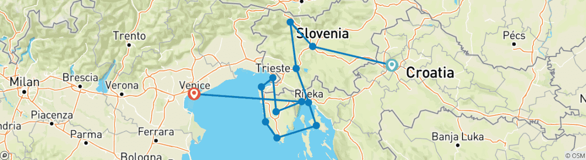 Carte du circuit Escapade en Adriatique (petits groupes)