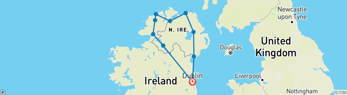 Carte du circuit Irlande - Marche et randonnée : La côte nord - 9 jours/8 nuits