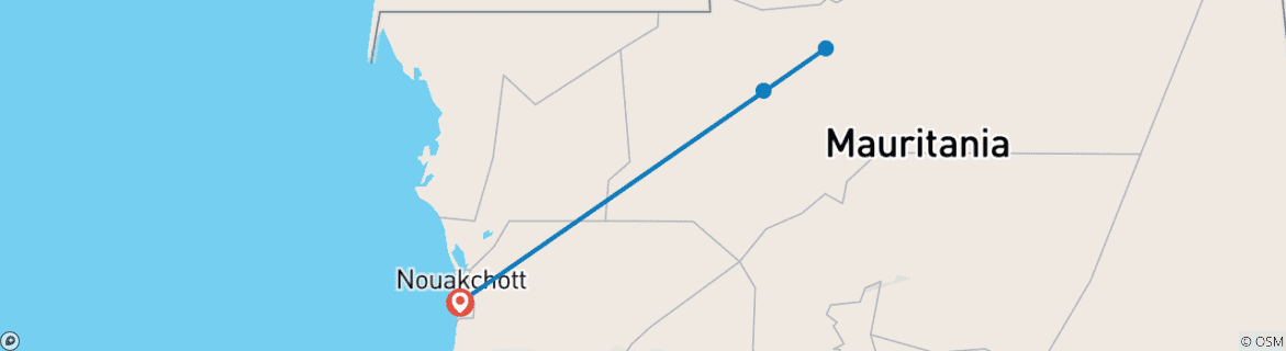 Karte mit der Reiseroute