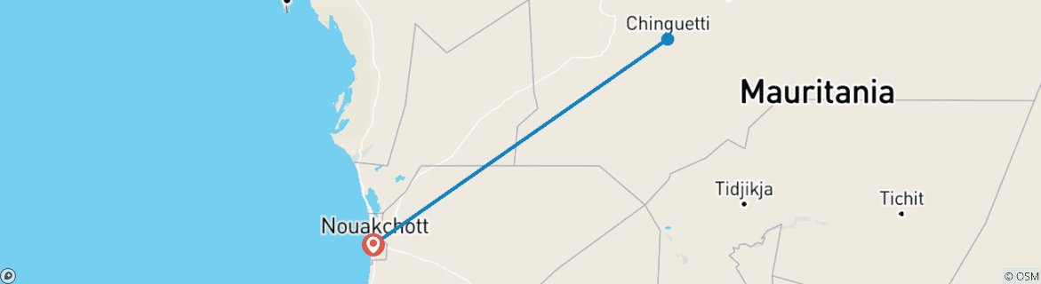 Karte mit der Reiseroute