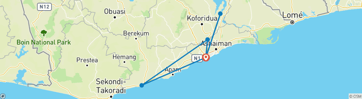 Carte du circuit Décembre au Ghana 2025