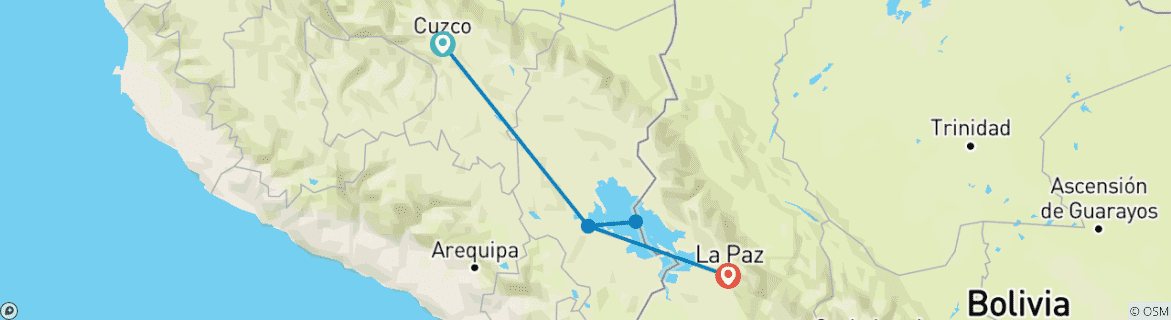 Foto van een kaart met de route van de rondreis