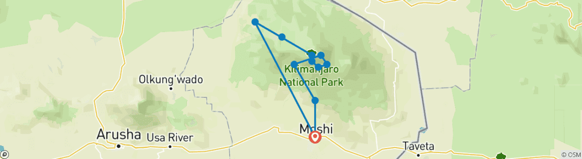 Image d'une carte montrant l'itinéraire du circuit