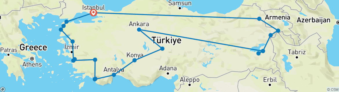 Carte du circuit Rencontres en Turquie (19 jours) (including Kayakoy)