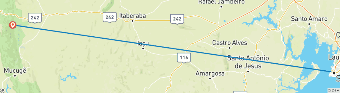 Carte du circuit Salvador et Chapada Diamantina Eco Adventure (8 jours)