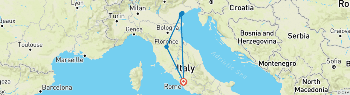 Image d'une carte montrant l'itinéraire du circuit