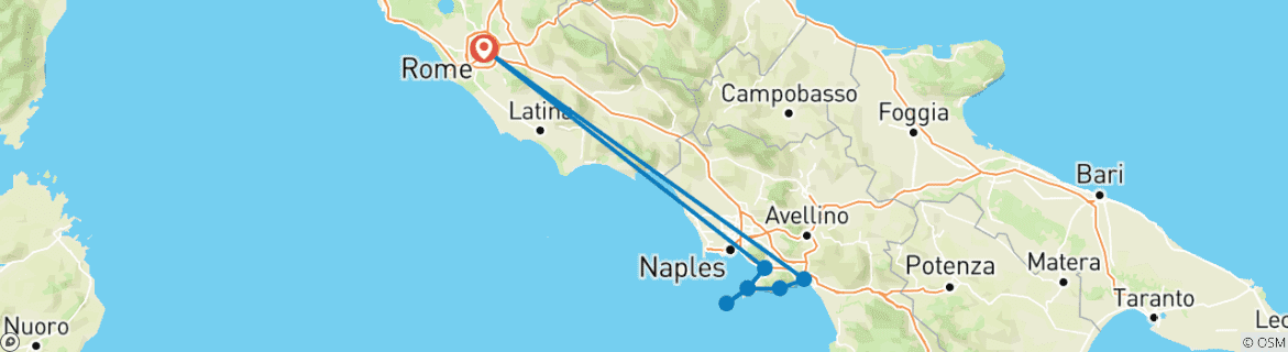 Carte du circuit Rome, Sorrente et la côte amalfitaine (4 étoiles) - 10 jours
