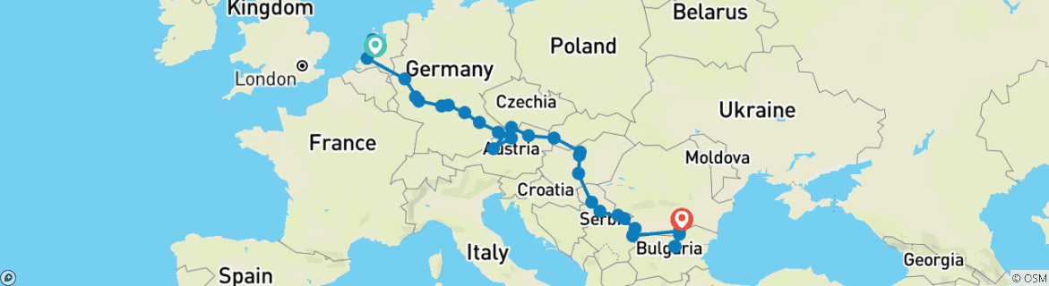 Karte mit der Reiseroute