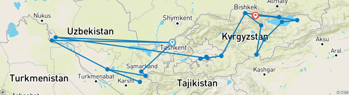 Image d'une carte montrant l'itinéraire du circuit