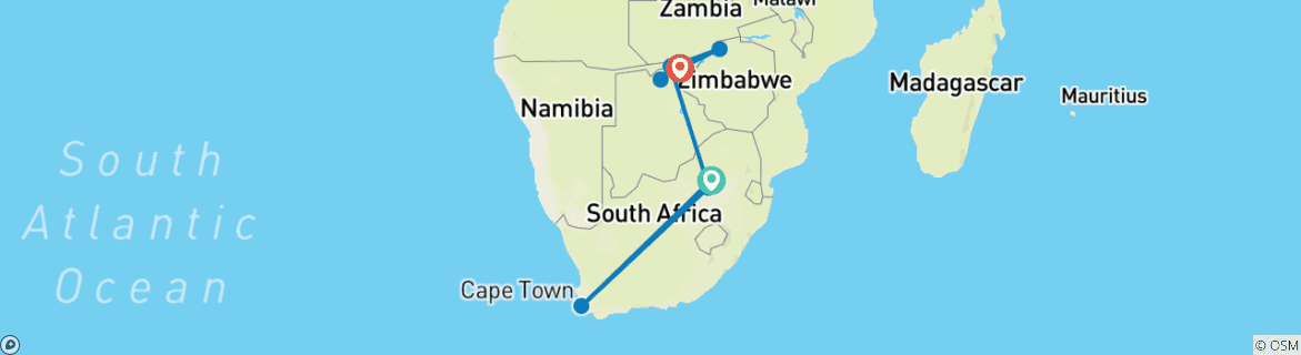 Image d'une carte montrant l'itinéraire du circuit