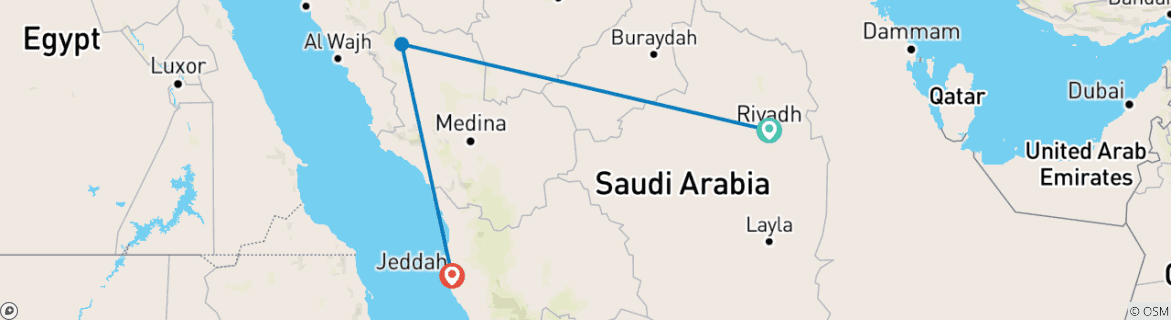 Karte mit der Reiseroute