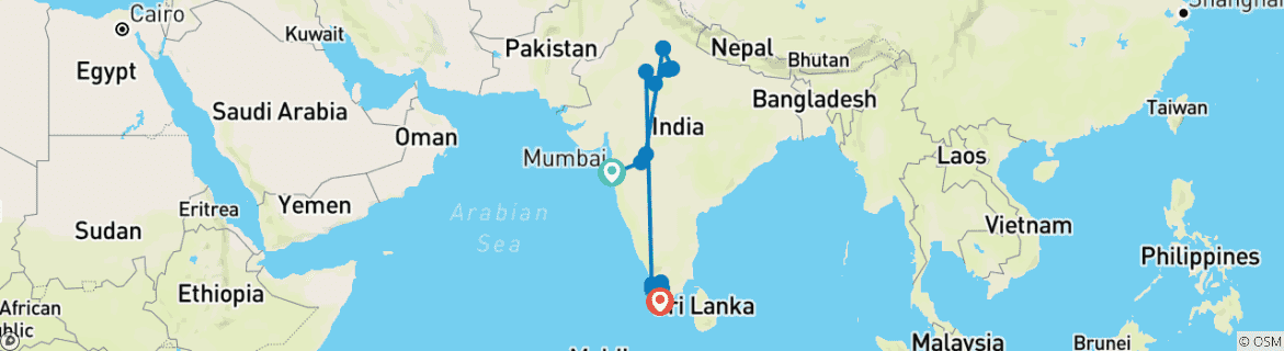 Image d'une carte montrant l'itinéraire du circuit