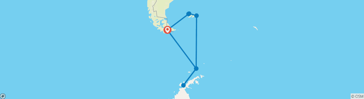 Foto van een kaart met de route van de rondreis